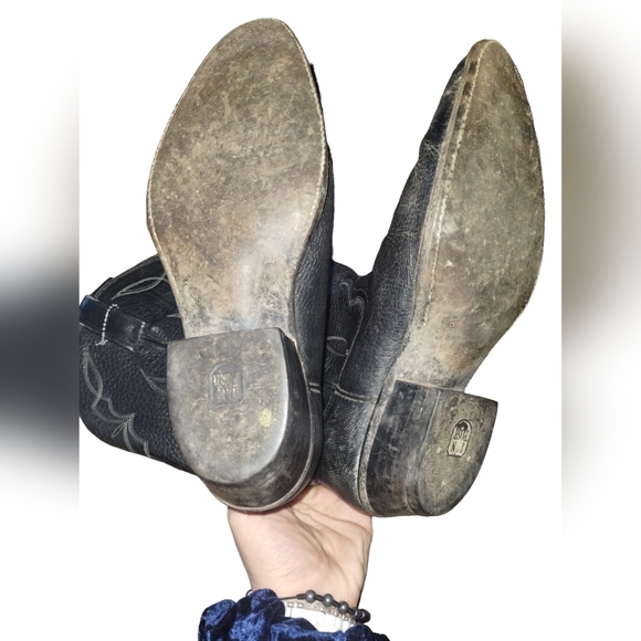 Dan Post men's black with white stitching leather size 9.5D cowboy boots - Picture 6 of 10